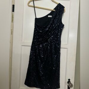 Navy sequins cocktail dress